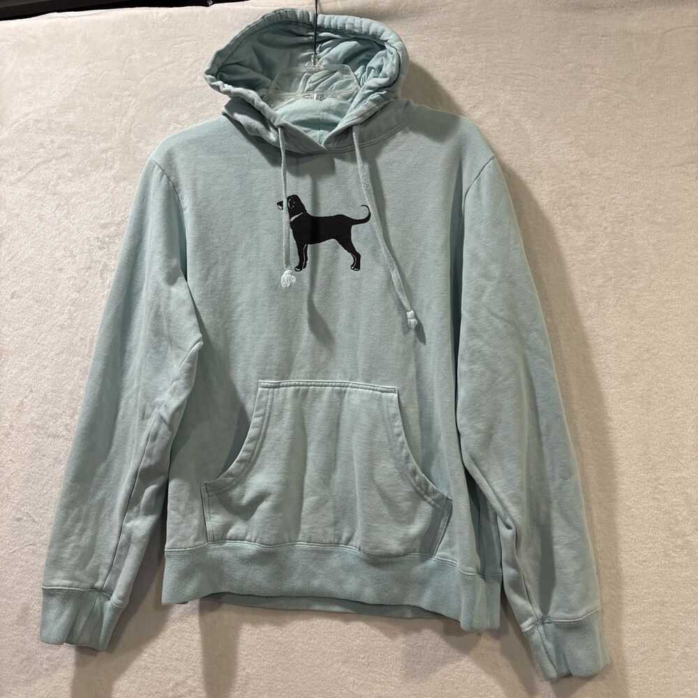 The Black Dog Classic Hoodie Sweatshirt Women's Large Cotton Blend Blue Graphic